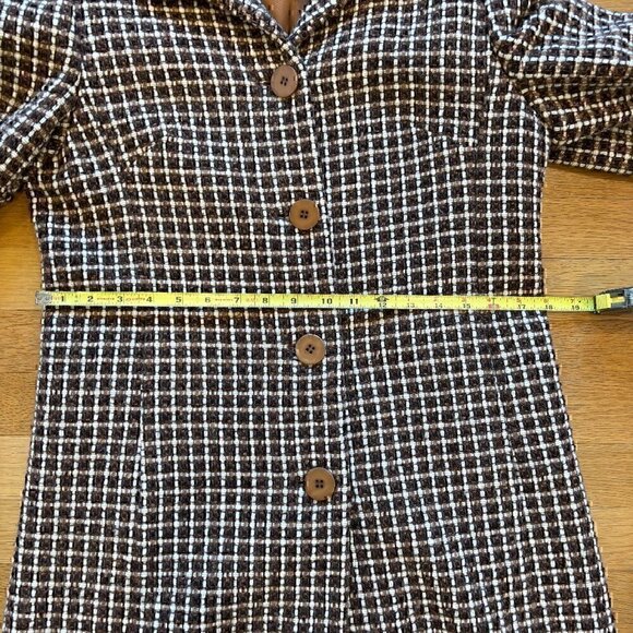 Vintage Plaid Wool Coat Faux Fur Collar Grandpa Chic Charles Gray London - Picture 3 of 8